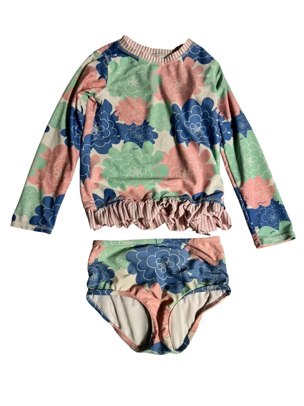 Ruffle Butts Girls Rash Guard Size 6 Floral Long Sleeve Beach Vacation
